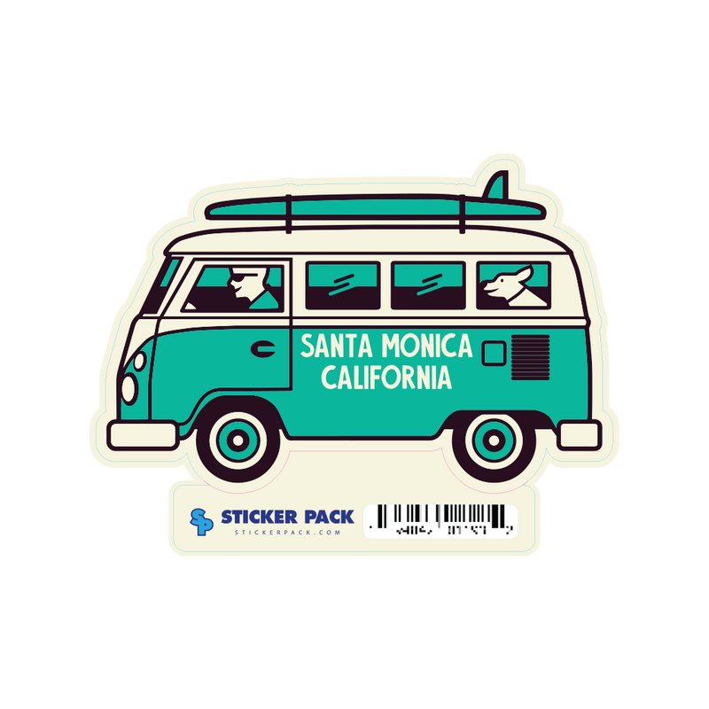 Sticker Pack Santa Monica California Bus Dog