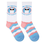 Pair of socks with a llama design and 'No Drama This Llama' text on a white background