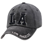 LA Garment Dye Cotton Strap Back Baseball Cap Black