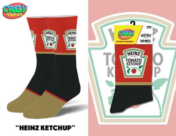 Crazy Socks - Mens Crew Folded - Heinz Ketchup