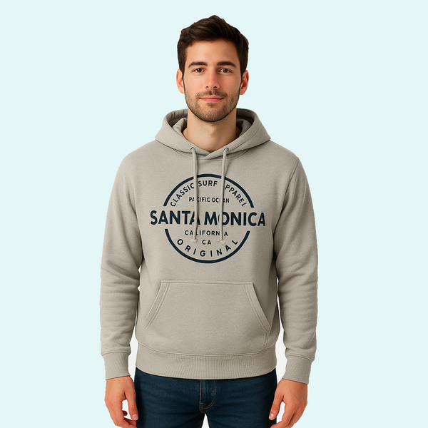 Santa Monica Circle Stamp Surfboard Hoodie - Heather Grey