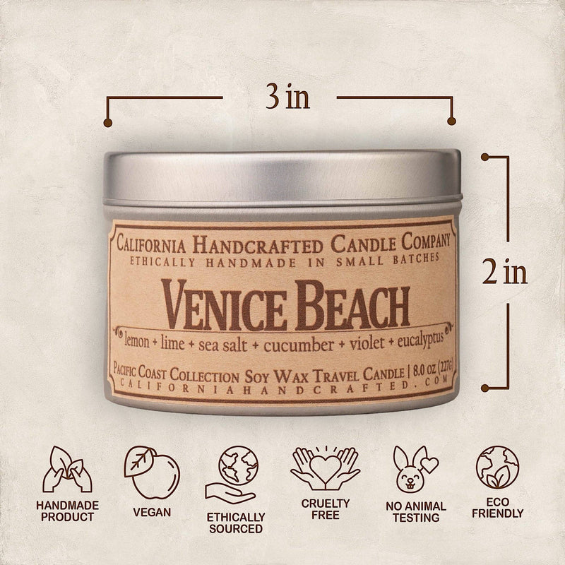 Venice Beach Soy Travel Candle - Lemon Lime Sea Salt Dimensions