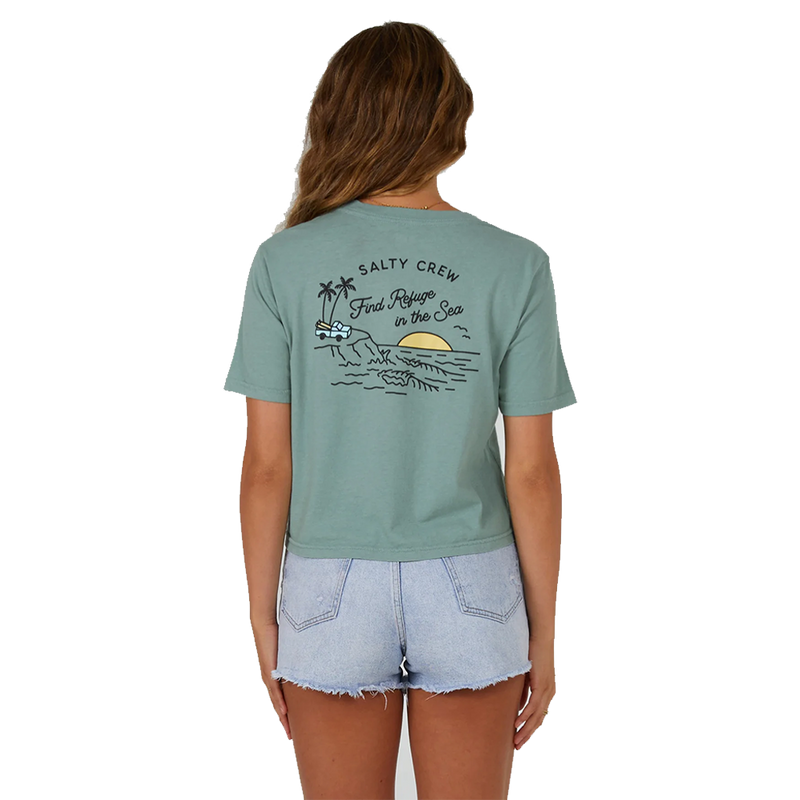 Salty Crew Lookout Sage Crop Tee Back