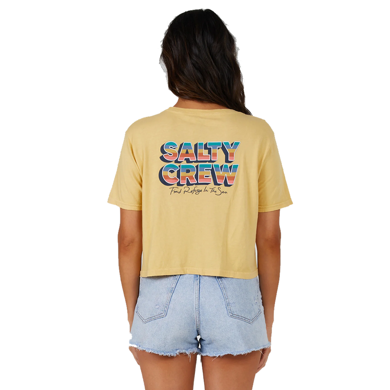 Salty Crew Summertime Dusty Gold Crop Tee Back