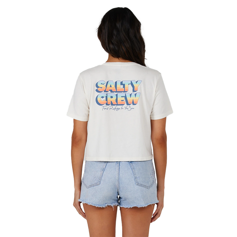 Salty Crew Summertime Off White Crop Tee Back