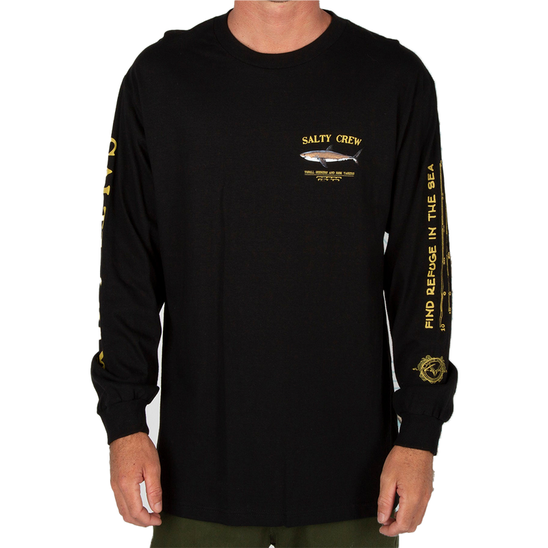 Salty Crew Bruce Black Long Sleeve Standard Tee Front