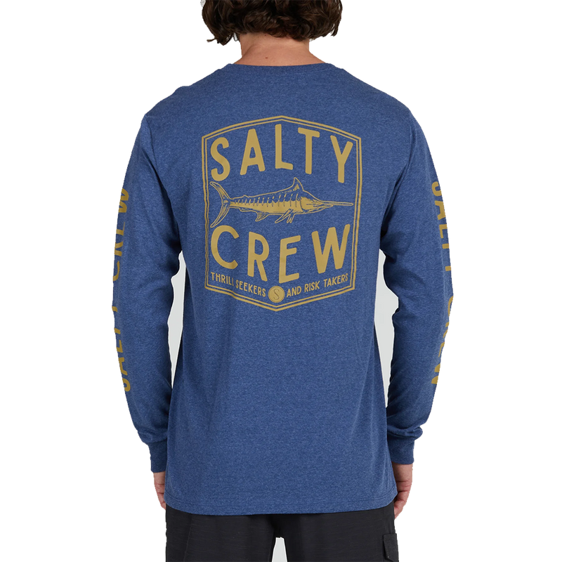 Salty Crew Fishery Navy Heather Long Sleeves Standard Tee