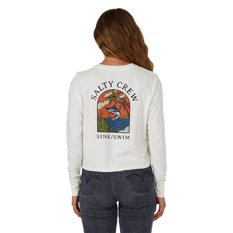 Salty Crew Sail Away Off White Long Sleeve Crop Tee Back