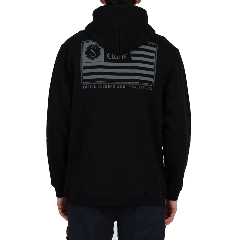 Salty Crew Freedom Flag Black Hood Fleece Back