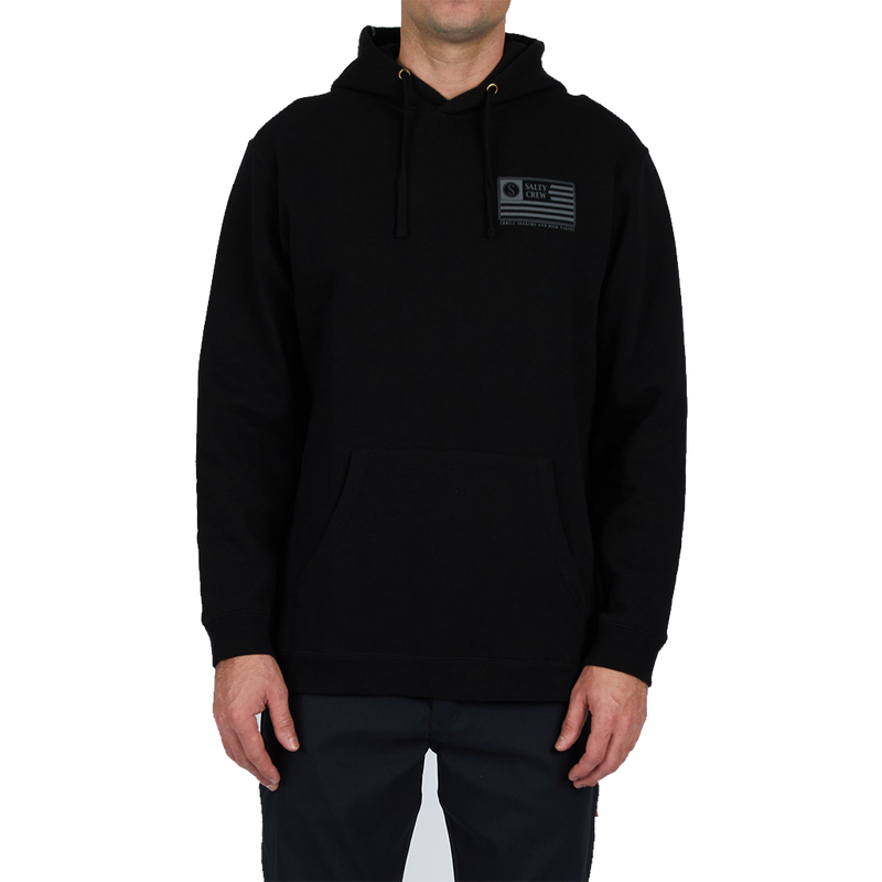 Salty Crew Freedom Flag Black Hood Fleece Front