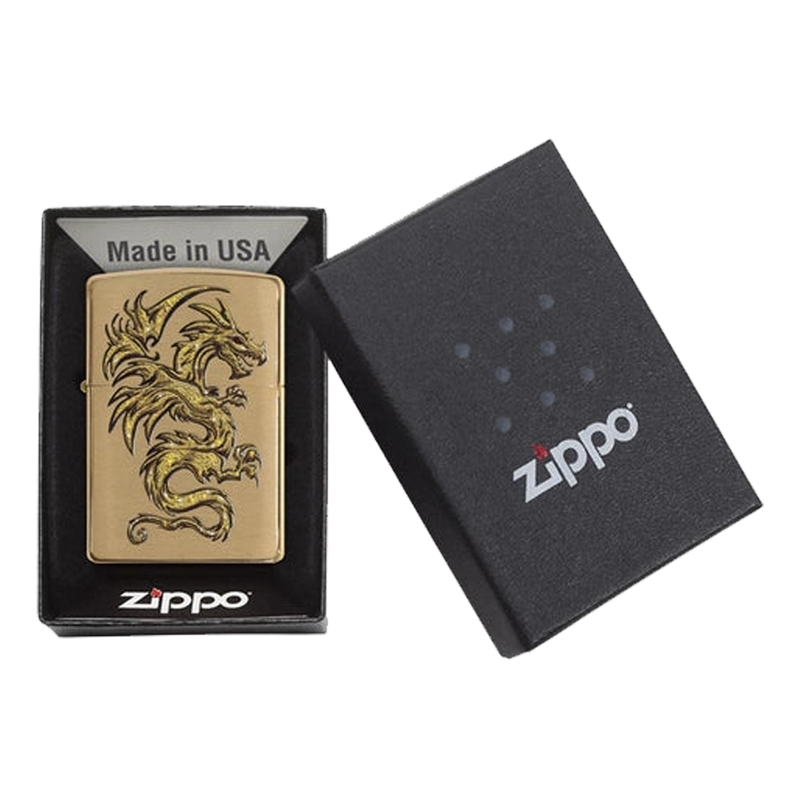 Zippo Lighter 204B Dragon Design with Box