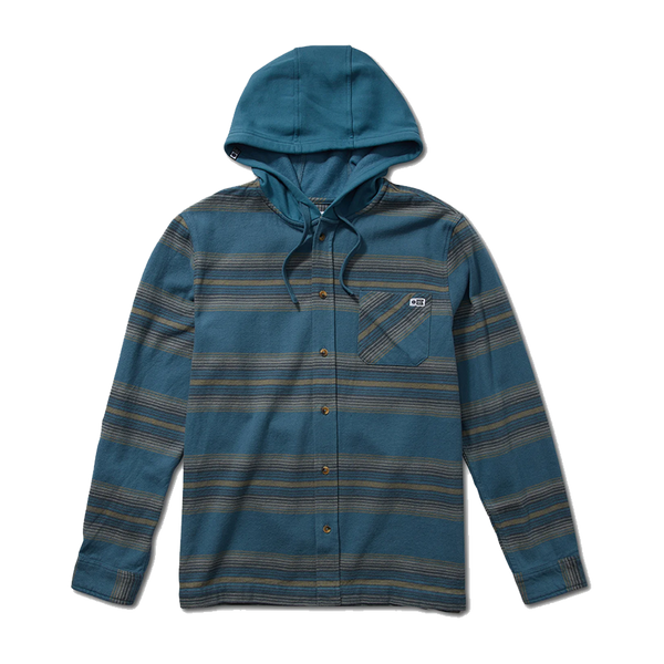 Salty Crew Outback Steel Blue Hood Flannel Front