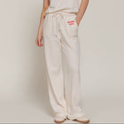 Waist Band with Drawstring Printed Detail Sweatpants - Buttercream