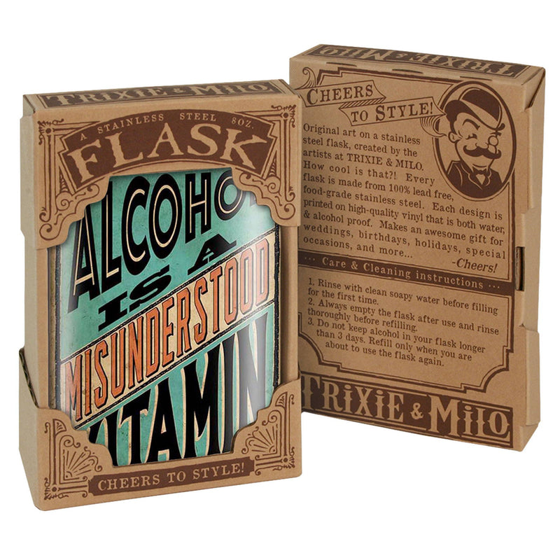 Flask - Alcohol Is A Misunderstood Vitamin with Box