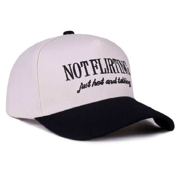 Not Flirting Two Tone Canvas Cotton Cap - Black