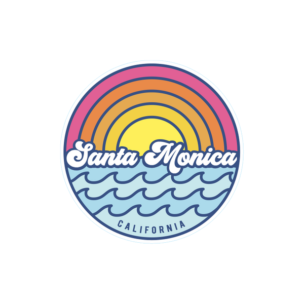 Sticker Pack Santa Monica California Coastal Retro GE - 80s Waves Parguera