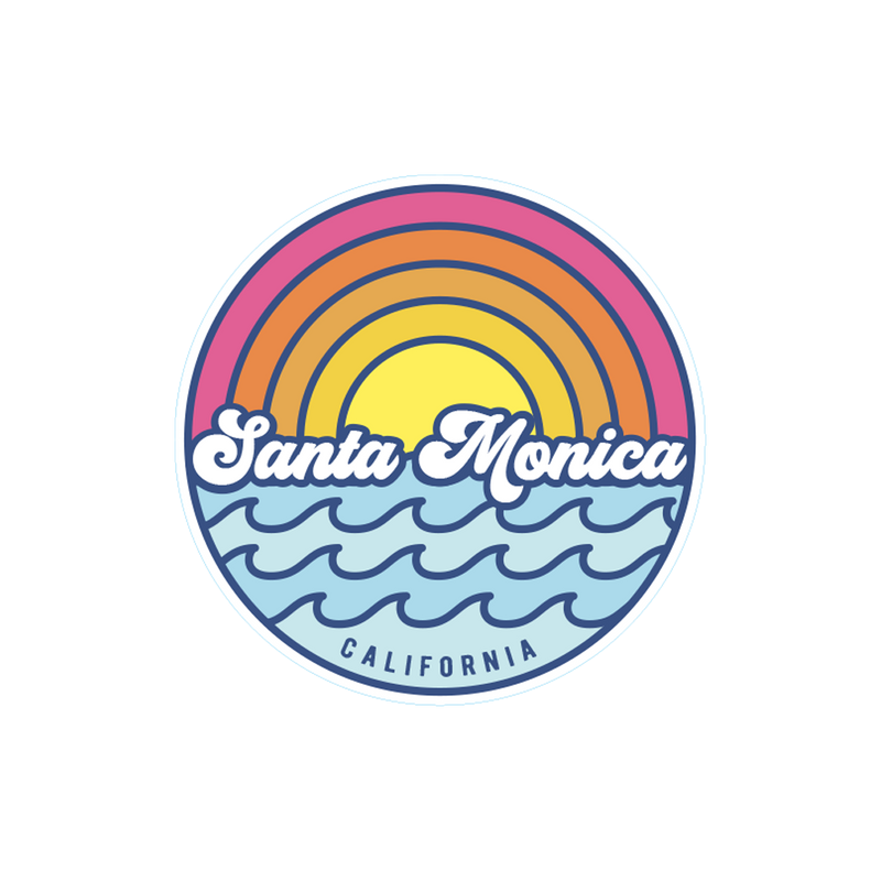 Sticker Pack Santa Monica California Coastal Retro GE - 80s Waves Parguera