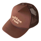 Fashion City Coffee Run Embroidered Trucker Cap - Brown Side