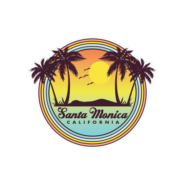 Sticker Pack Santa Monica California Coastal Retro 3 Birds Palms