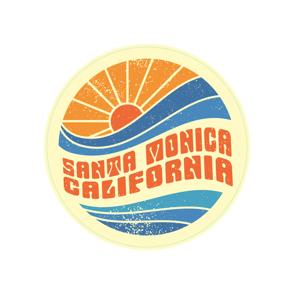 Sticker Pack Santa Monica California Coastal Retro GE - Vintage Sunset