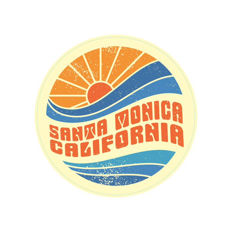 Sticker Pack Santa Monica California Coastal Retro GE - Vintage Sunset