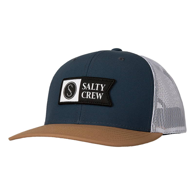 Salty Crew Pinnacle 2 Indigo/Tan Retro Trucker Front