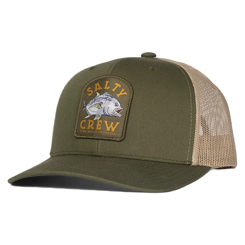 Salty Crew Ulua Retro Trucker Hat Moss/Khaki Front