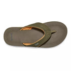 An olive green flip-flop sandal by Senuk, shown from a top-down view on a plain white background.