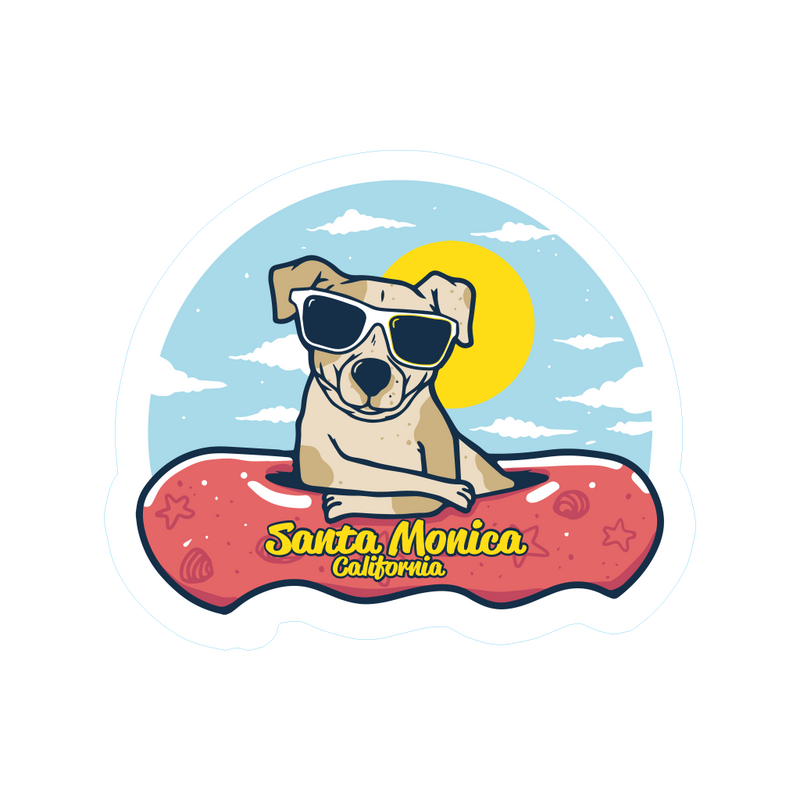 Sticker Pack Santa Monica California Palm Hand Dog Tube