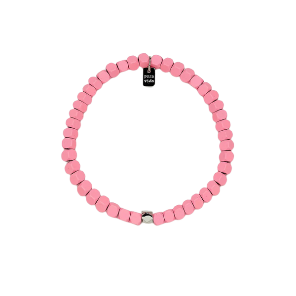 Pura Vida Coated Hematite Stretch Bracelet - Pink