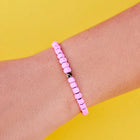 Pura Vida Coated Hematite Stretch Bracelet - Pink