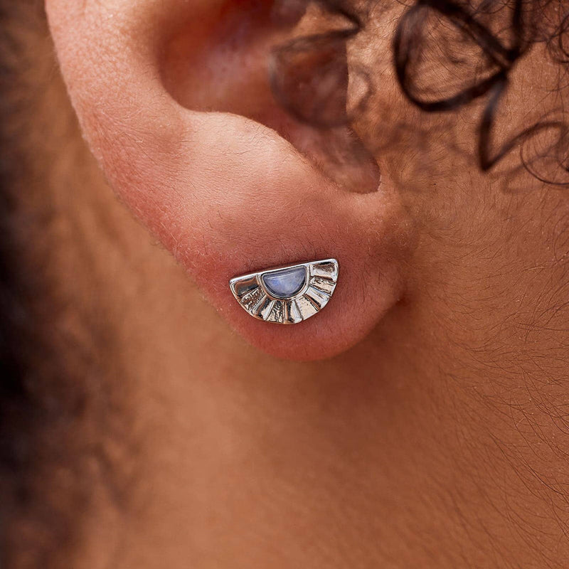 Model wearing Pura Vida Pacific Stud Earrings - Silver