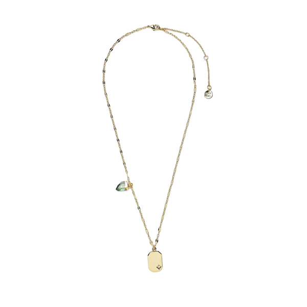Pura Vida Emerald Quartz Pendant Gold Necklace