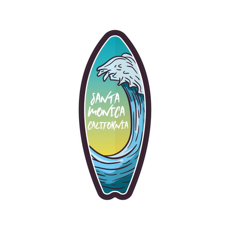 Sticker Pack Santa Monica California Surf Wave In Board