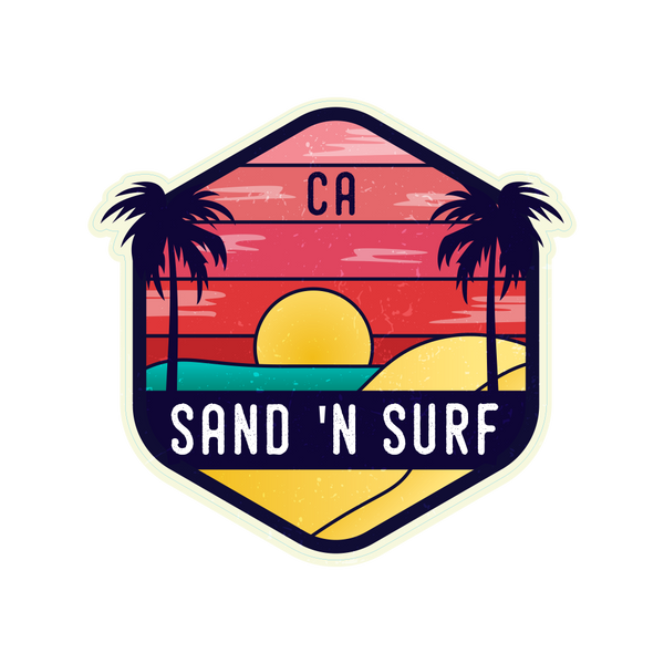 Sticker Pack Sand 'N Surf CA Coastal - Sunset Beach Doodle