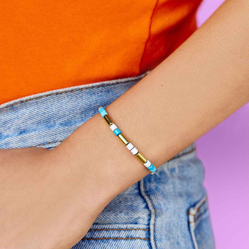 Model wearing Pura Vida Undertow Enamel Bead Charm Bracelet