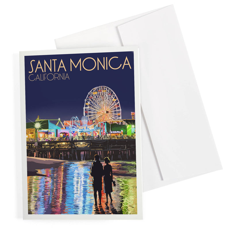 Santa Monica California Pier at Night Notecard