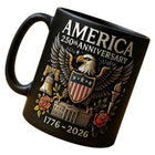 America 250th Anniversary Ceramic Mug, Patriotic Eagle Mug: Ceramic Mug 15oz Black in white background