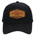 Historic Route 66 Emblem Velcro Baseball Cap - Black/Tan Front View