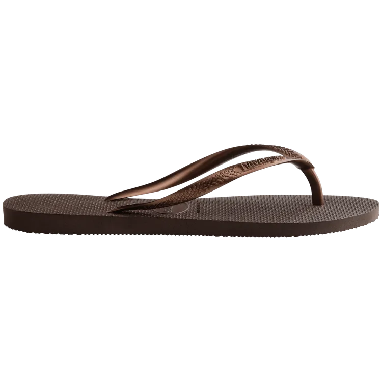 Dark Brown Metallic Havaianas Slim Flip Flops Side View