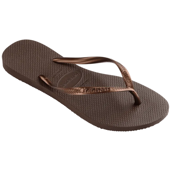 Dark Brown Metallic Havaianas Slim Flip Flops Right