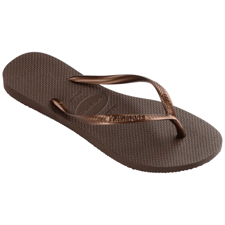 Dark Brown Metallic Havaianas Slim Flip Flops Right