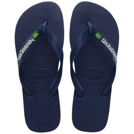 Havaianas Brazil Logo Flip Flops Navy Left and Right