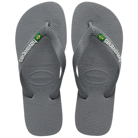 Havaianas Brazil Logo Flip Flops Steel Grey Left and Right