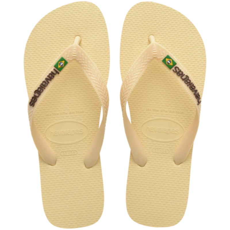 Pair of Havaianas Women's Brazil Logo Flip Flops - Buttercream