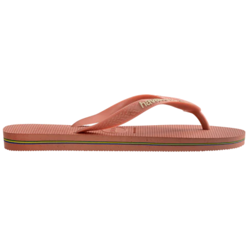 Havaianas Women's Brazil Logo Flip Flops - Pink Clay Side View