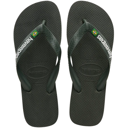 Havaianas Brazil Logo Flip Flops Green Olive (Left & Right)