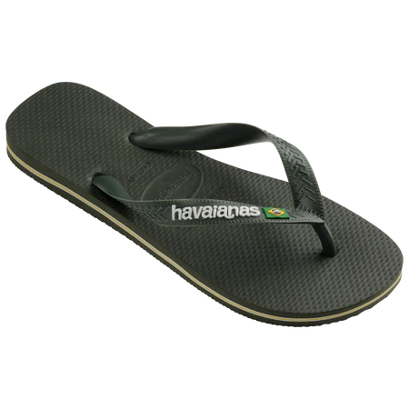 Havaianas Brazil Logo Flip Flops Green Olive