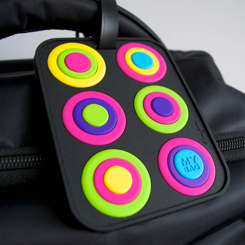 Circles Black Luggage Tag