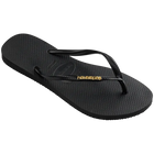 Black Havaianas Flip Flops with Golden Slim Metallic Logo Right